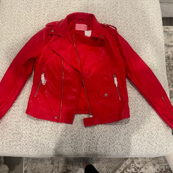 New Azalea Wang Cherry Red Faux Leather Jacket - Picture 2 of 8